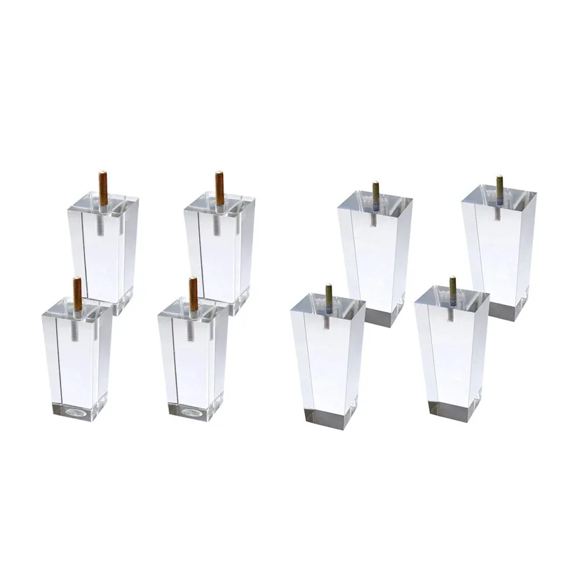 

4Pcs/Set Acrylic Furniture DIY Legs Clear Glass Bookcase Feet for Coffee Table End Tables Sideboard Buffets Footstool Cabinet Be