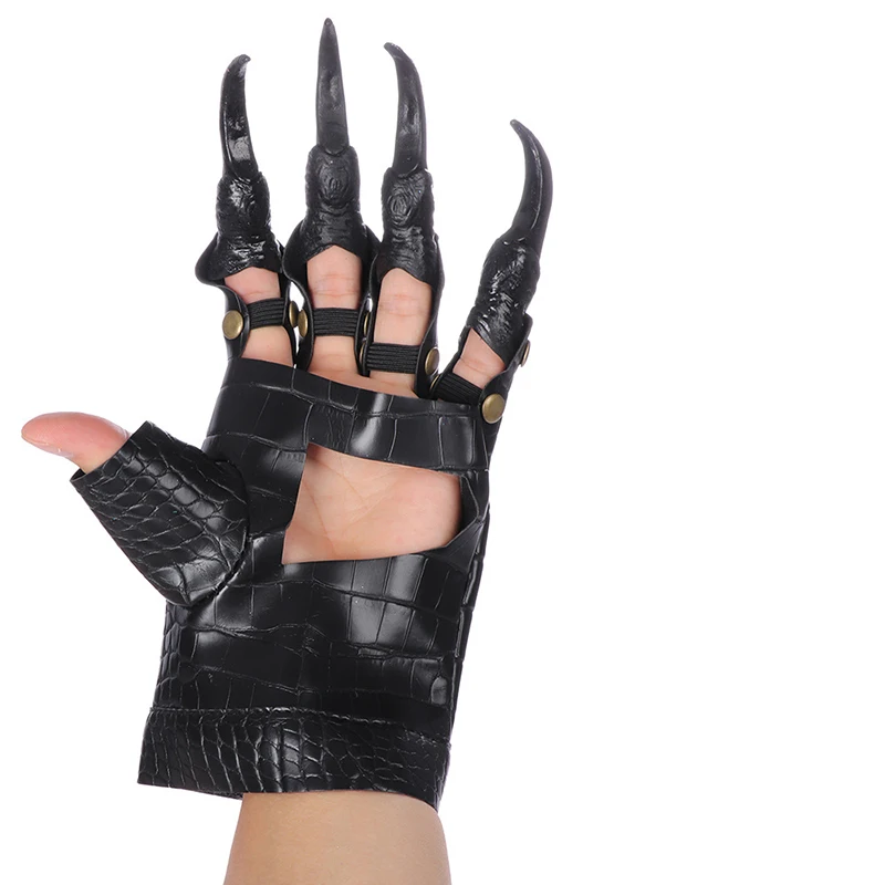 

Claw Gloves Faux Leather Halloween Gloves Long Nails Metal Rivets Studded Party Cosplay Costume Accessories