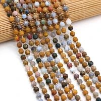 natural agates stone beaded square shape faceted ocean stone loose beads for women making diy necklace accessories gift 6mm