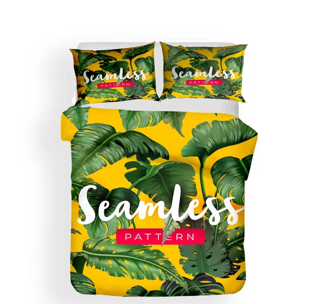 

Постельное белье с зелеными листьями, Комплект постельного белья из льна с 3D принтом, двуспальный Королевский двуспальный комплект постельного белья из 2/3 микрофибры