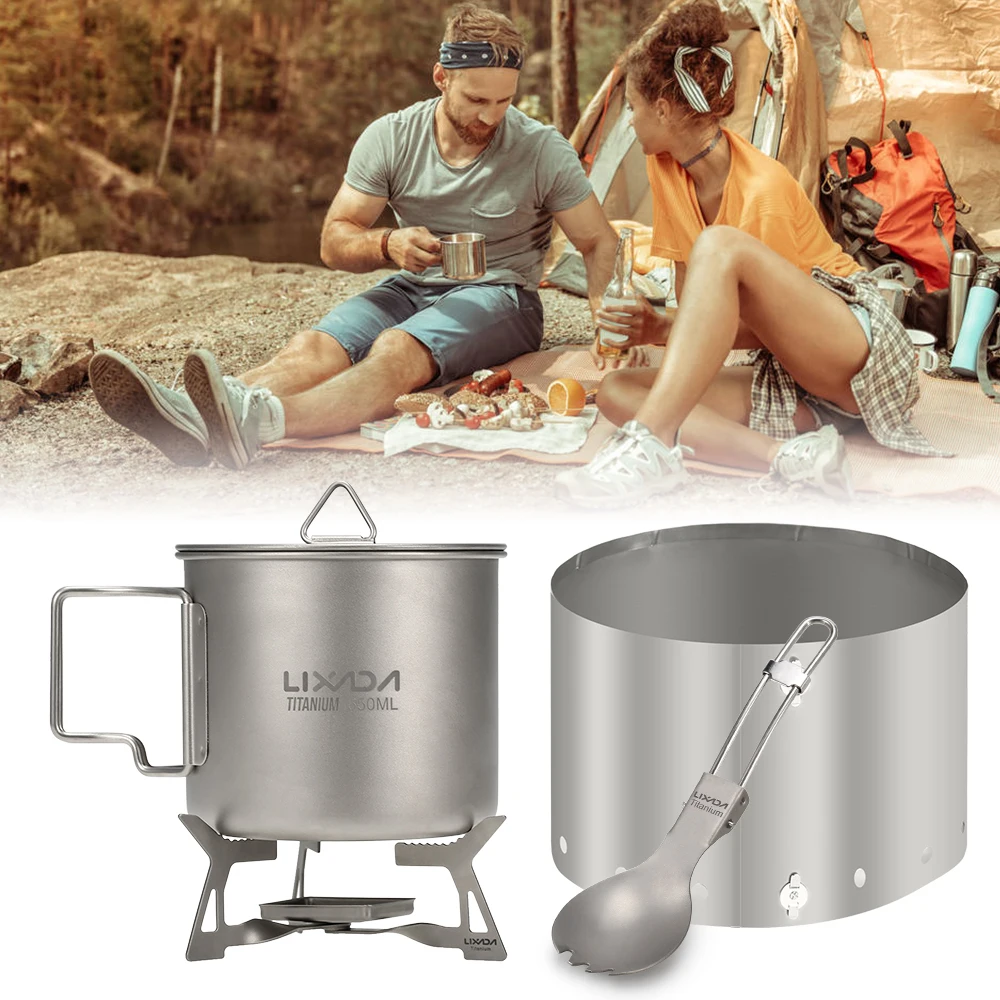 Lixada 4 шт. походная титановая кухонная посуда портативный набор ложка tove Spork лобовое стекло для наружного