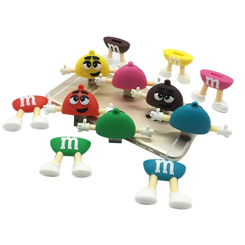 

New Cartoon M Chocolate Beans Usb Flash Drive Usb2.0 4Gb 8Gb 16Gb 32Gb 64Gb128Gb Pea Notebook U Disk Pendrive Memory Stick Drive