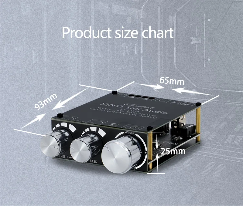 XY-T100L Bluetooth 5.0 stereo digital power amplifier board module with front bass adjustment 100W | Инструменты