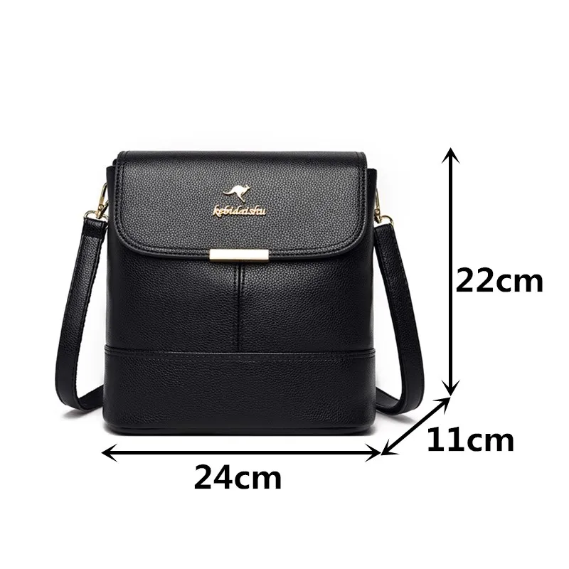 

Luxury Black Crossbody Bags for Women High Quality Leather Messenger Bag Sac Solid Color Handbag Female Small Flap Shoulder Bag