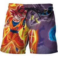 fire goku anime 3d printed beach shorts mens swim shorts men board shorts plus size surfing trunks swimwear running short pants