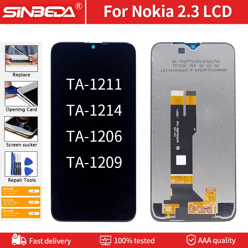 

Sinbeda 6,2 "для NOKIA 2,3 ЖК-дисплей с кодирующий преобразователь сенсорного экрана в сборе бесплатными инструментами без битых пикселей для NOKIA 2,3 ...