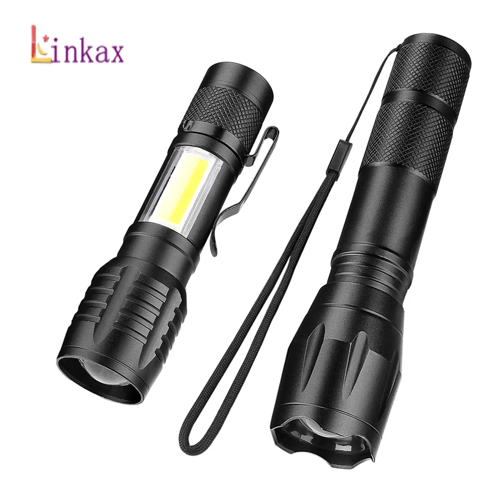 Новый портативный светодиодный мини фонарик XPE + COB с зарядкой от USB
