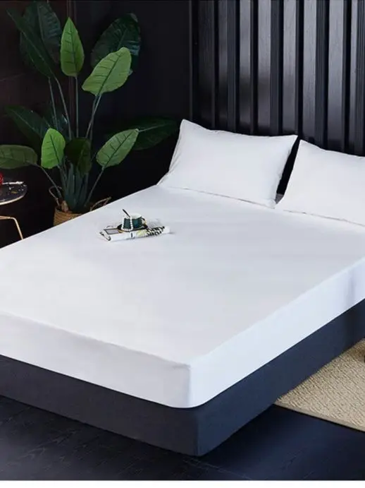 Мягкий однотонный махровый чехол на водонепроницаемый матрац подкладка дышащий