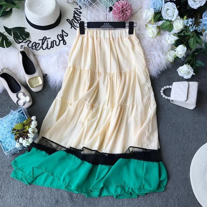 2019 весенние модные новые юбки женские свободные плиссированные с высокой талией