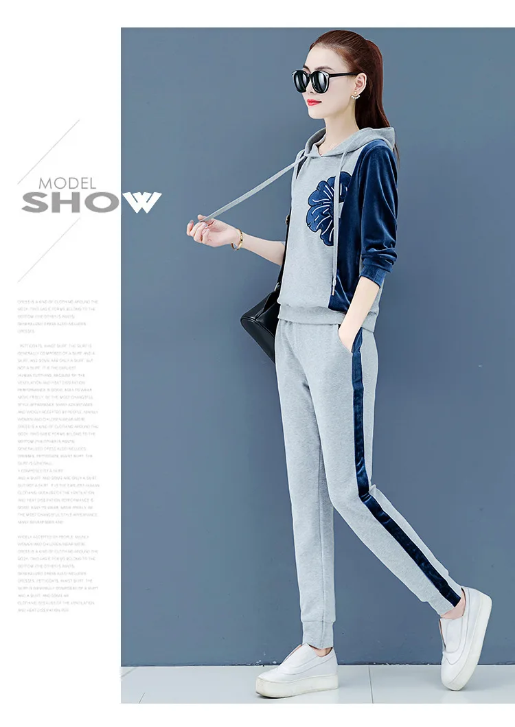 Womens Velour Tracksuit Set Casual Zipper Long Sleeve 2 Pieces Outfits Hoodie Sweatshirt& Sweatpants Size with Pocket M-3XL