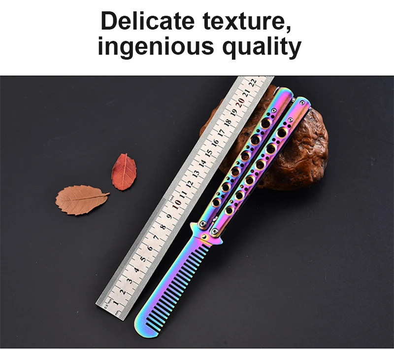 

Butterfly Knife All-steel Practice Training Six-hole Butterfly Bladeless Metal Folding Knife Butterfly Knife Hand Tool Comb