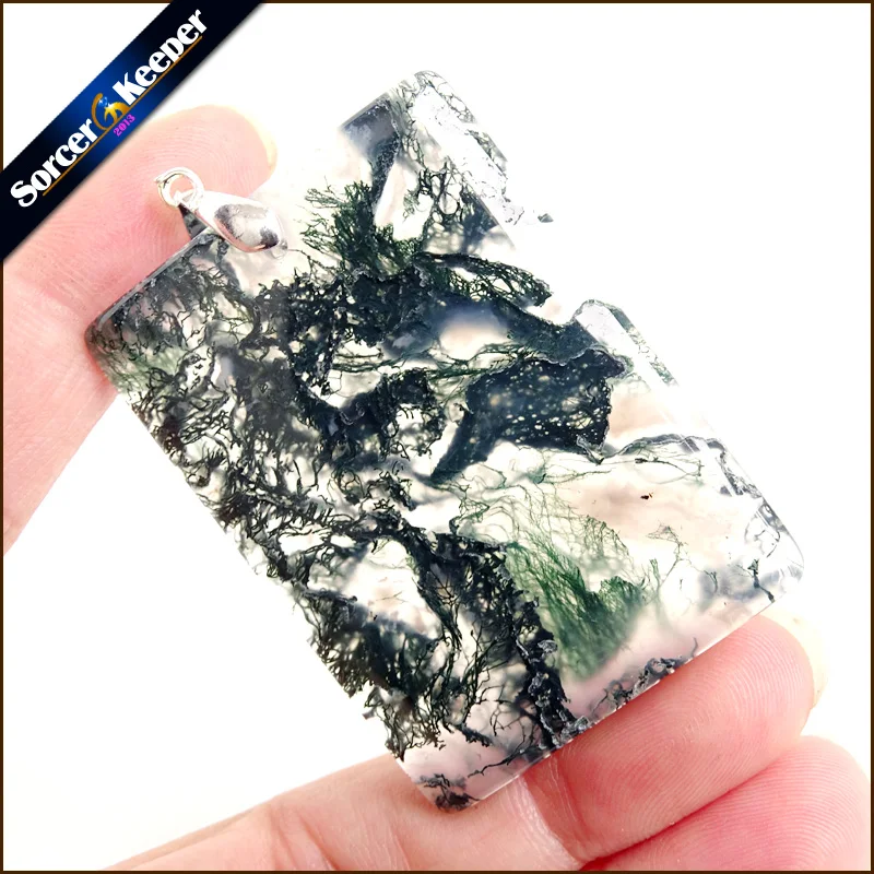 Модное ювелирное изделие, натуральные дендритные моховые Агаты, каменная подвеска, ожерелье, вечный подарок для подруги AA417 - Окраска металла: AA694