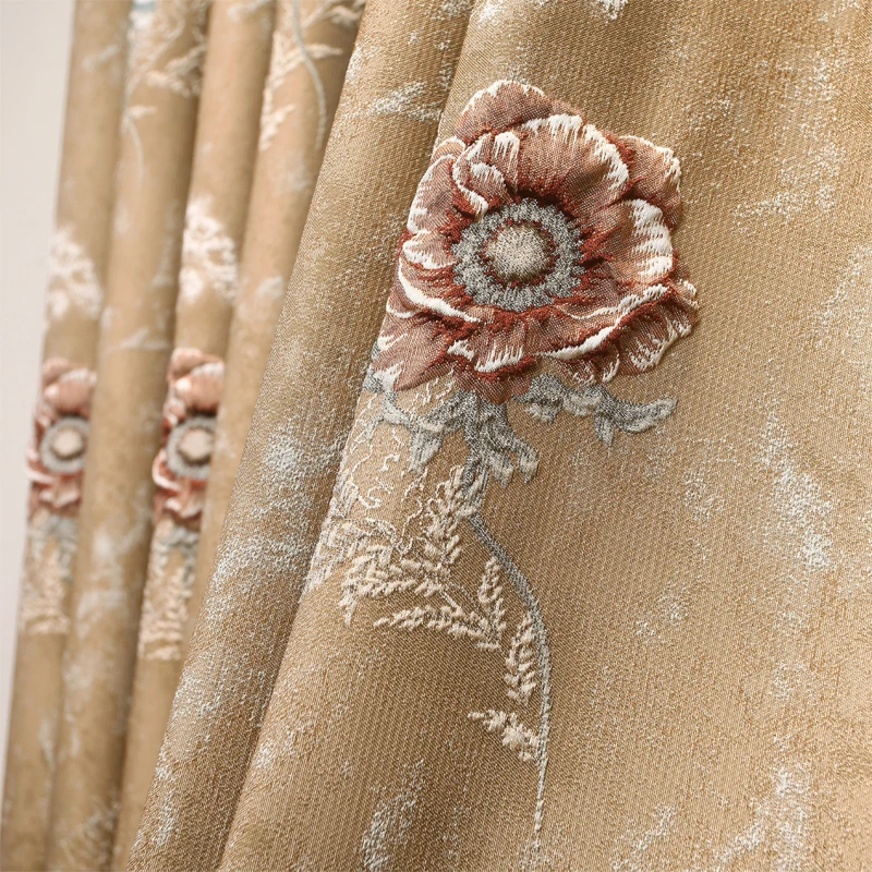 Европейские классические роскошные жаккардовые занавески с 3D тиснением