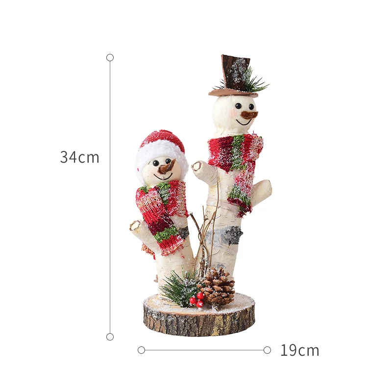 navidad 2019 decoraciones para el hogar Nordic Birch Bark Snowman Doll Desktop Decoration Elk Scene for Christmas |