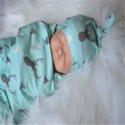 Хлопковое одеяло для новорожденных, 2 шт., с принтом животных, мягкое одеяло для малышей, пеленка для сна, муслиновая шапочка с геометрическим узором