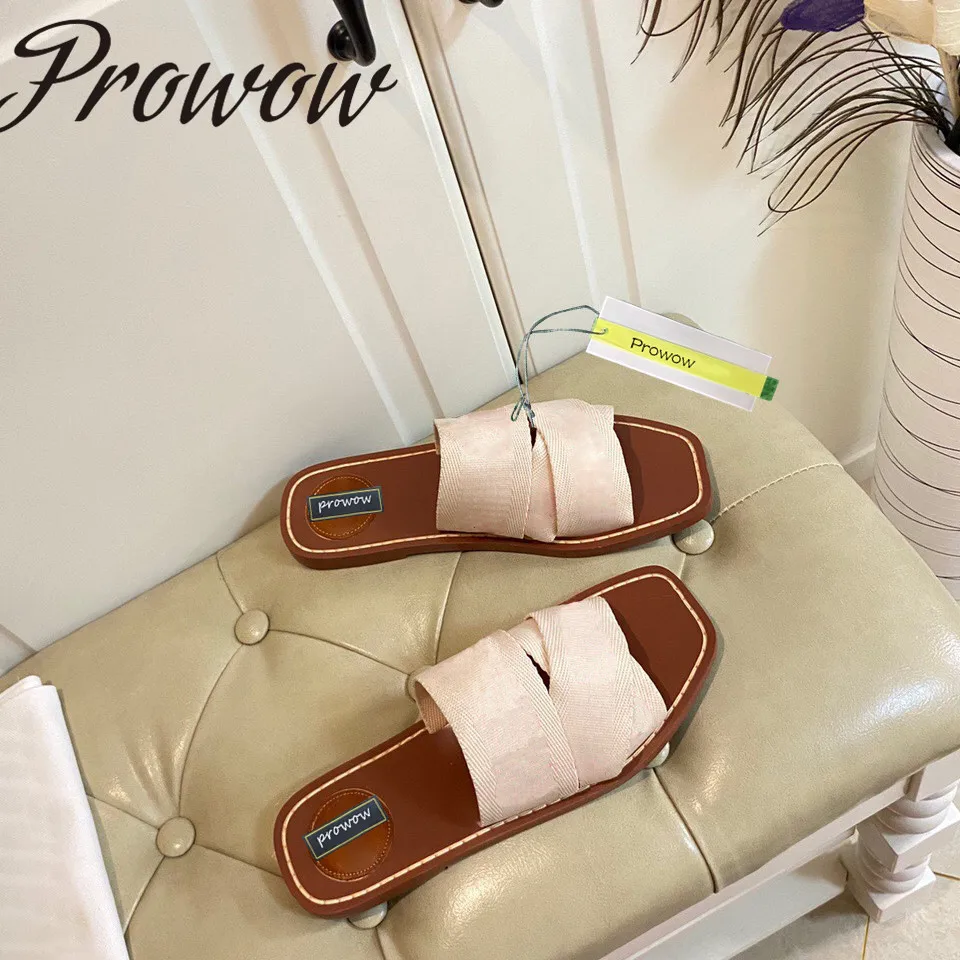 

Prowow New Summer Luxury Brand Women Slides Party Casual Flats Sandals Beach Slippers Shoes Women Szie 41