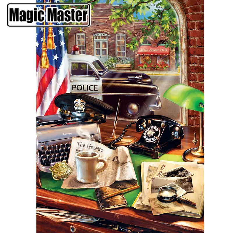 Full Round Drill 5D DIY Diamond Painting &quotPolice station&quot Embroidery Cross Stitch Home Decor Gift |