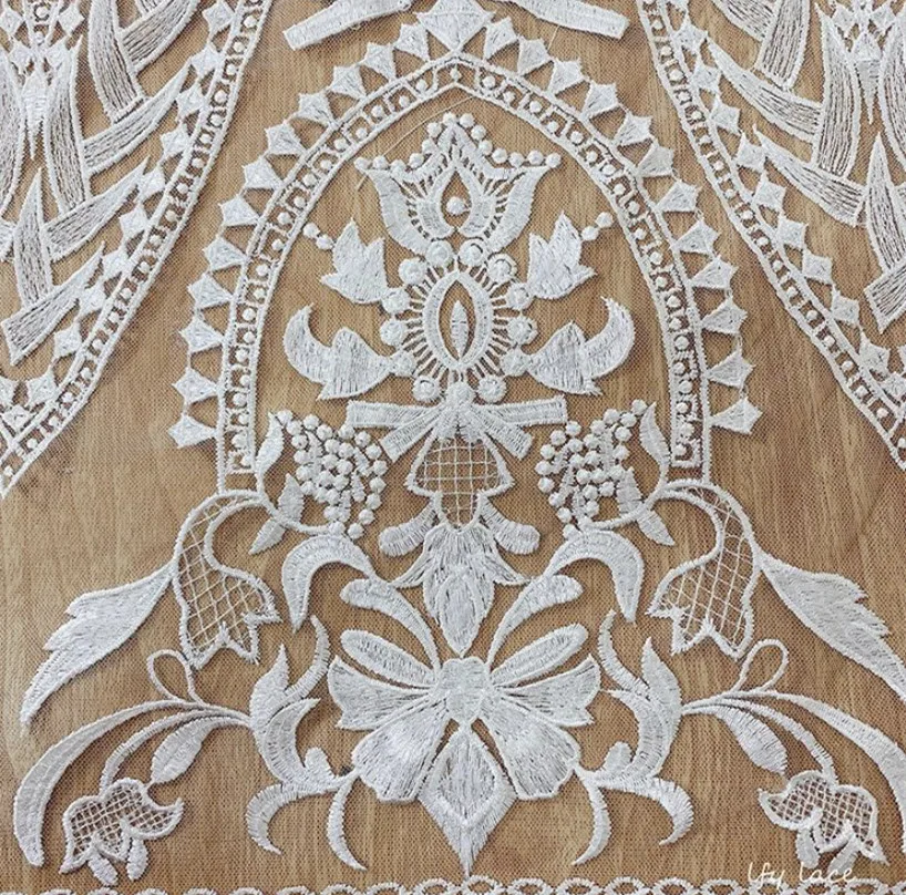 130 см в ширину высокое качество большой узор великолепное белое Тюлевое