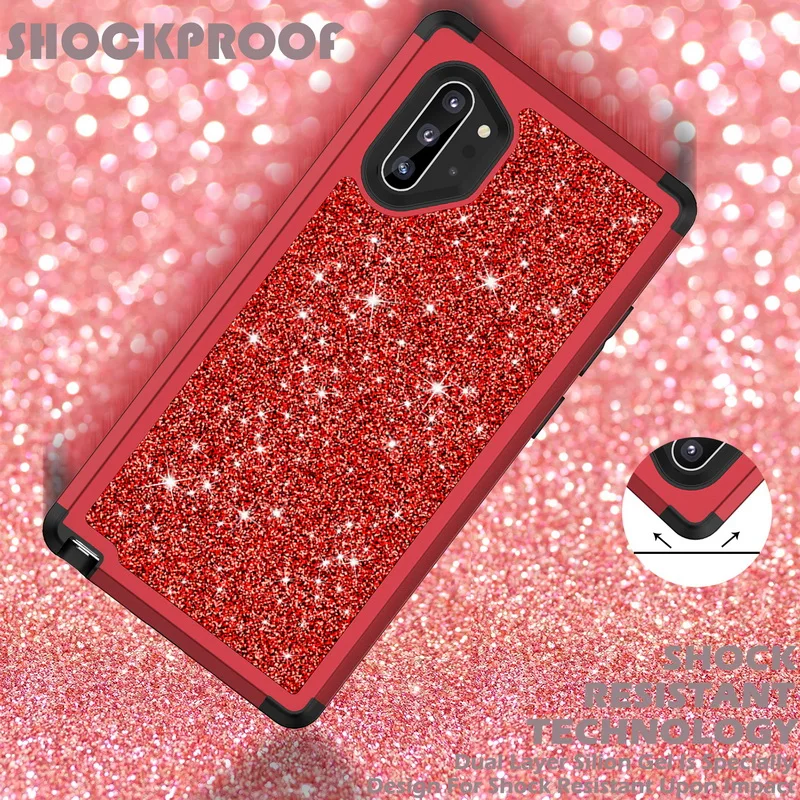 Роскошный блестящий противоударный чехол для телефона samsung Galaxy Note 10 Plus 9 S10 S9 Plus Броня гибридная 3 в 1 жесткий чехол