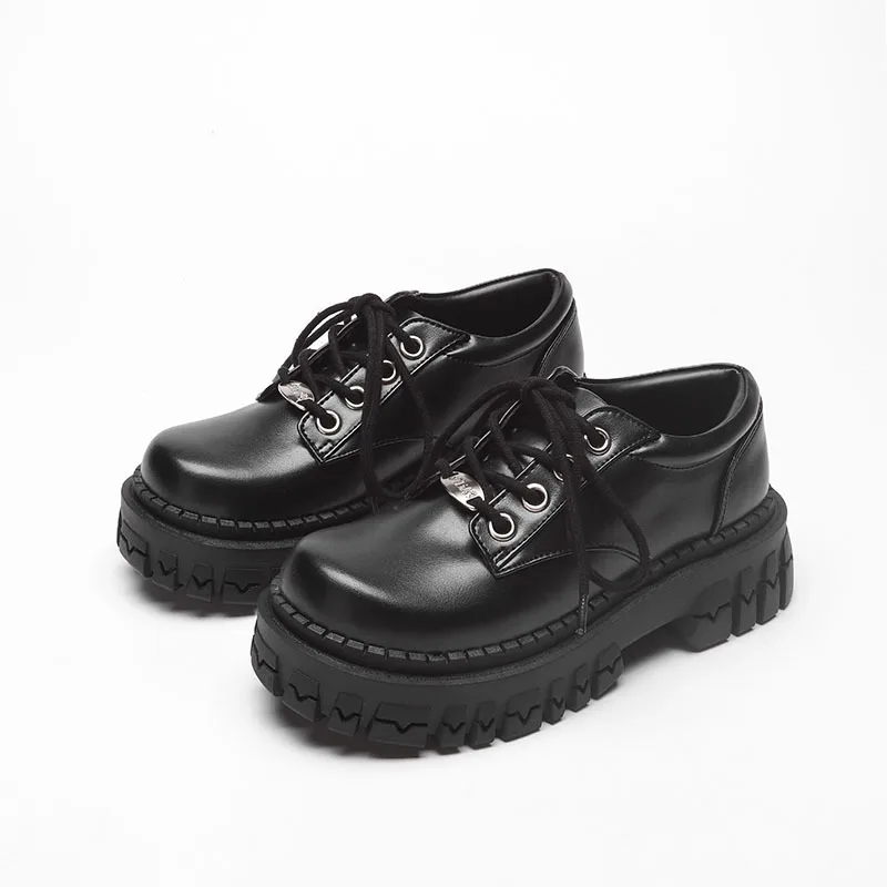 

2021 autumn new black shoes Harajuku jk thick bottom big head small leather shoes female British style platform shoes 35-39