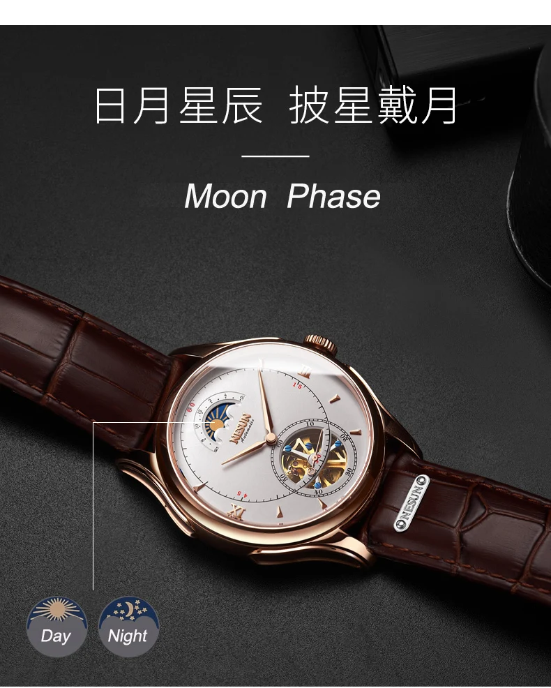 Автоматические механические часы, швейцарские NESUN Tourbillon, мужские часы, люксовый бренд, часы со скелетом, сапфир, Montre Homme N9038