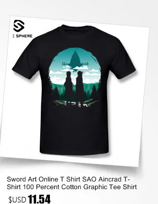 Обувь для вечеринки в Стиле косплей Sword Art Online футболка SAO футболка забавные повседневные футболки 100 процентов, хлопковая футболка с короткими рукавами и принтом персонажей футболка с принтом мужской Большие размеры футболка