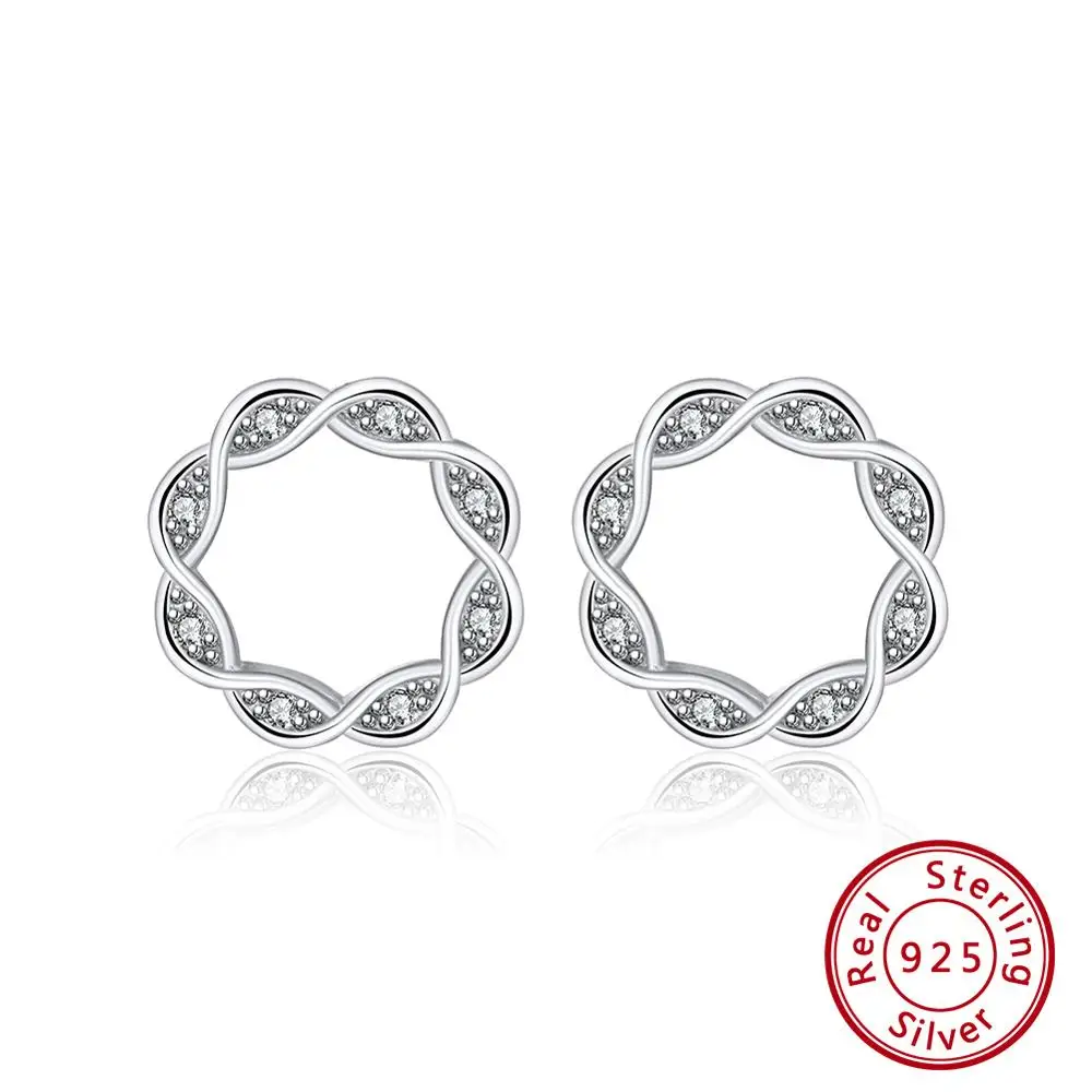 ORSA JEWELS, серьги-гвоздики для женщин, 925 пробы, серебряные, круглые, полые, форма, серьги, AAA CZ, женские, Клубные, вечерние, ювелирное изделие, подарок, SE108 - Цвет камня: SE163