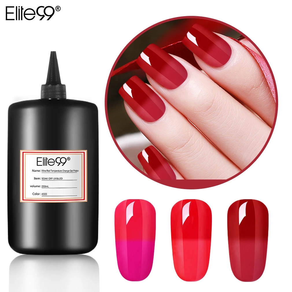 Elite99 цвет красного вина Температура Цвет-изменение гель для ногтей замочить от