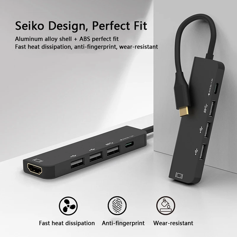 AIXXCO USB C концентратор до 3 0 совместимому с HDMI портом Thunderbolt адаптер для MacBook Samsung Galaxy