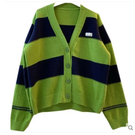 

Женское трикотажное пальто в полоску, на осень/зиму