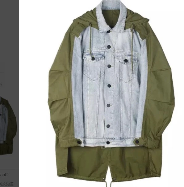 Army Green LANMREM/Новинка года; осенне-зимнее пальто с капюшоном из джинсовой ткани зеленого цвета в стиле пэчворк; винтажное пальто с капюшоном; Женский Тренч; WJ50006M - Цвет: Army Green