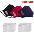 PM2.5 многоразовые хлопковые маски для лица, рта крышка фильтра 3 + 6 шт. модные пылезащитный Моющиеся Многоразовые Хлопок Рот маска для лица