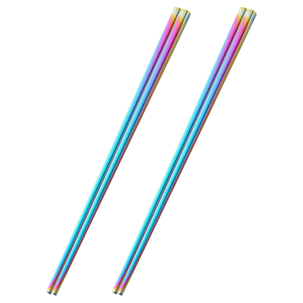 

2pcs Stainless Steel Chopsticks Portable Reusable Polished Colorful Metal Chopsticks Food Sticks for Home Party Restaurant