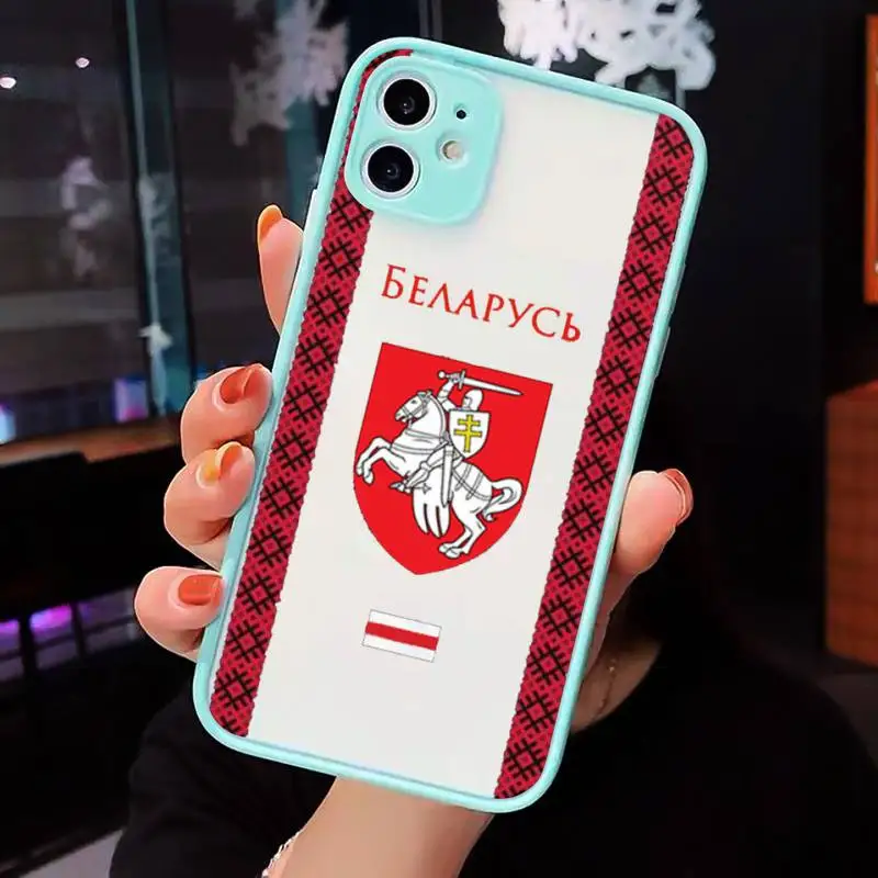

Belarus flag fashion pattern capa Phone Case matte transparent For iphone 7 8 11 12 plus mini x xs xr pro max cover