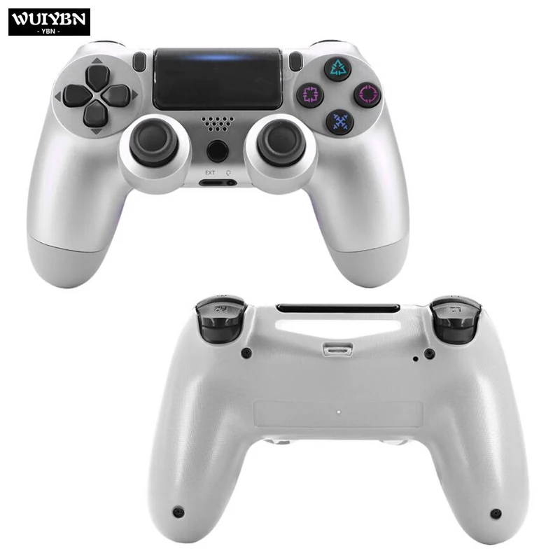 Серебристый WUIYBN геймпад беспроводной Bluetooth PS4 контроллер Джойстик для SONY Dualshock 4 playstation 4 игровой автомат PC паровой - Цвет: Серебристый