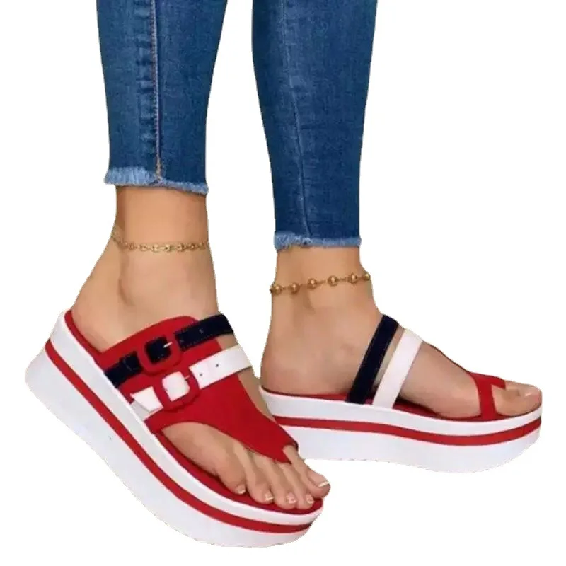 

Fashion Women's Wedges Sandals Beach Casual Female Platform Peep Toe Shoes Slingback Lady Mixed Colors Buckle Sandals