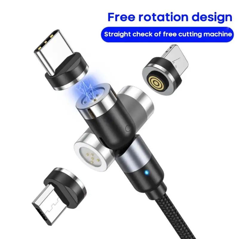 

3A Magnetic Cable Micro USB 540 Rotation Charging Type C Fast Charging For IPhone 11 Pro Max 8 7 Plus Xr Samsung Xiaomi Huawei