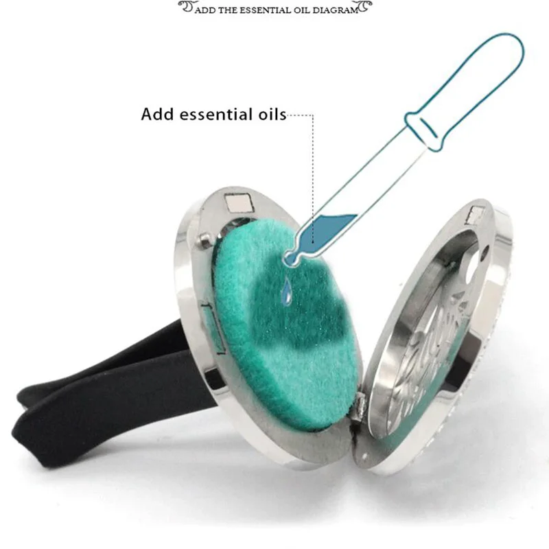 Мелкое сердце узор автомобильный зажим из нержавеющей стали для духов эфирное