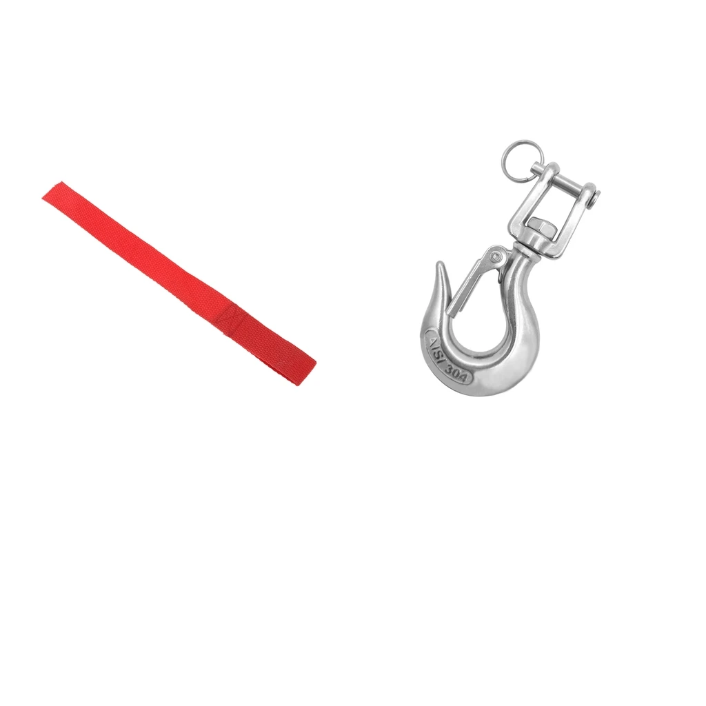 

Red Winch Hook Pull Strap + Rotary Spring Snap Hooks Rigging Clip