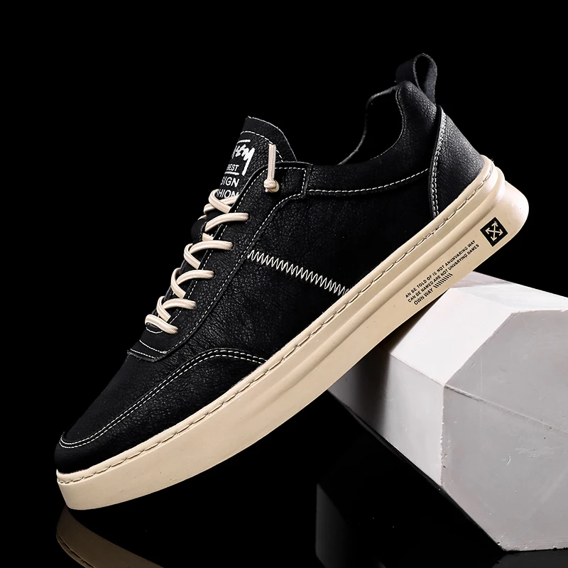 

High Quality Men Leather Shoes Classic Men's Shoes White Sneakers Men Flat Boat Shoes Non-slip Mens Sports Shoes Moccasin Man