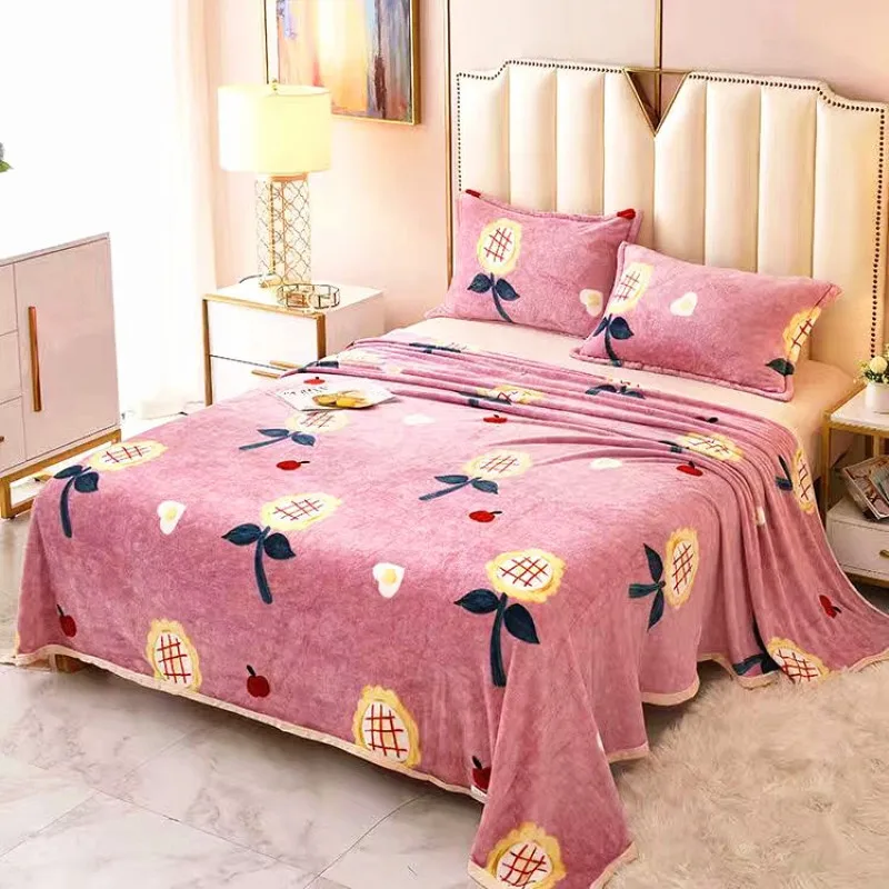 2021 теплые фланелевые одеяла толстые простыни с тонким волосом и принтом