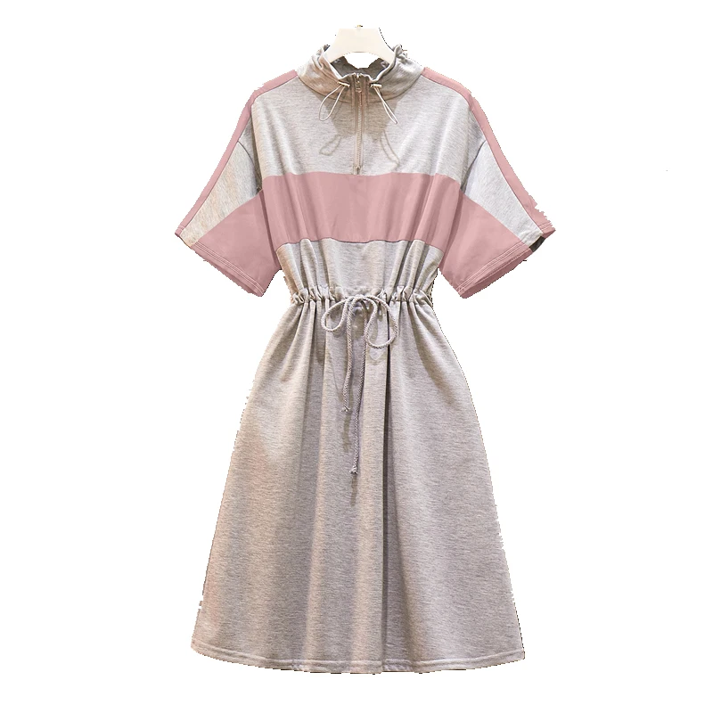 2019 New Arrival Shudaji Office Lady A-line Patchwork Short None Knee-length Regular Empire Stand Summer China (mainland) Dresse | Женская