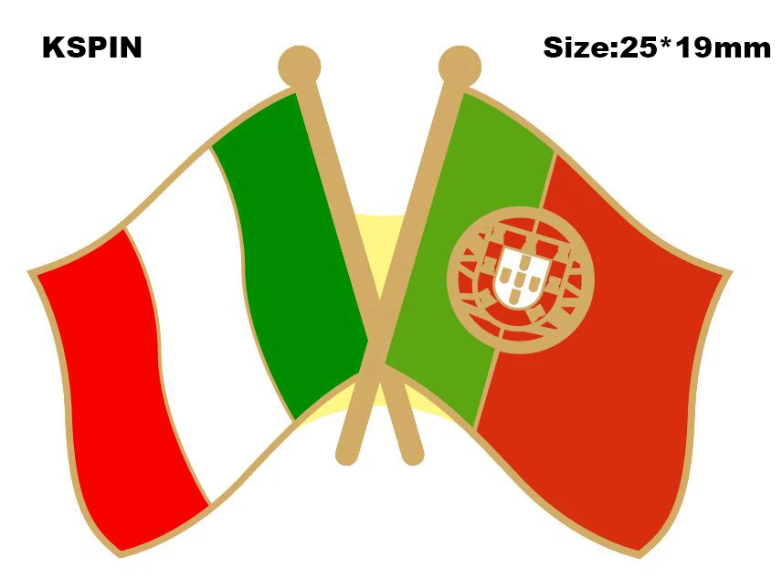Италия и Португалия значок с флагом дружбы флагом|Значки| |