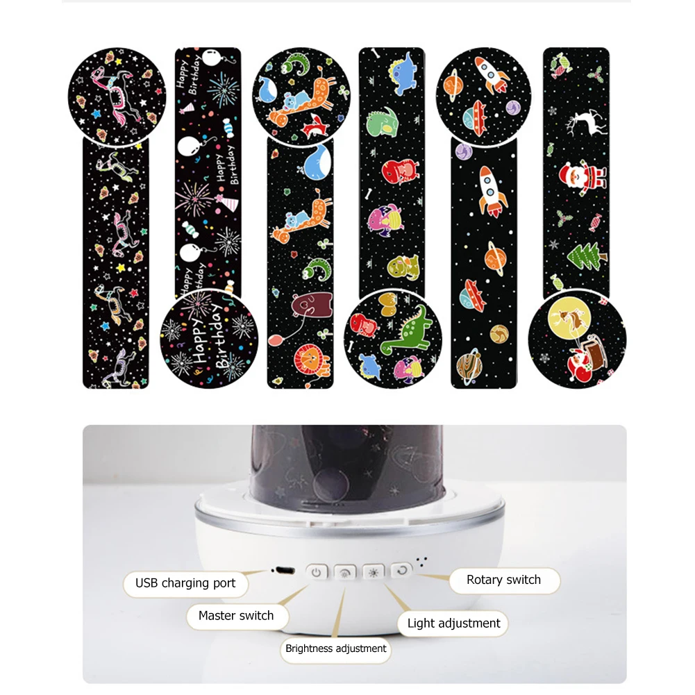 

3 Colors USB Starry Sky Projector Night Light Universe Planet Cartoon Pattern LED Projection Lamp Room Decoration Kids Baby Gift