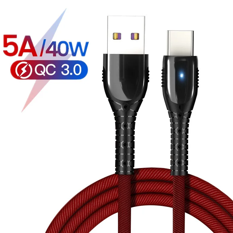 USB C type C кабель 5A 40 Вт QC 3,0 Для huawei mate 30 кабель для быстрой зарядки и передачи данных зарядное устройство для samsung note 10 Xiaomi Super Charge