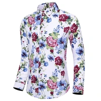 new arrival mens flower shirts hawaiian camicias casual big size shirts floral printed long sleeve blouses tops for man