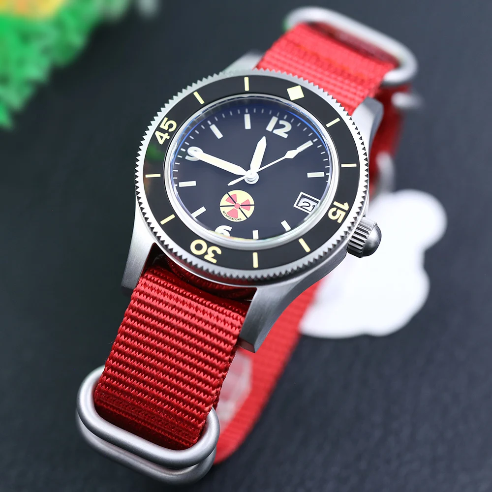 Мужские автоматические механические часы STEELDIVE погружные с сапфировым