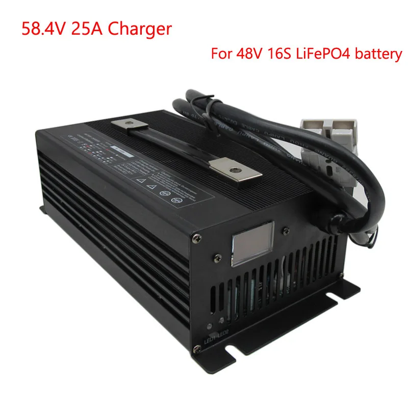1500W 48V 25A LiFePO4 Батарея Зарядное устройство 58 4 V используется для 51 2 16S RV