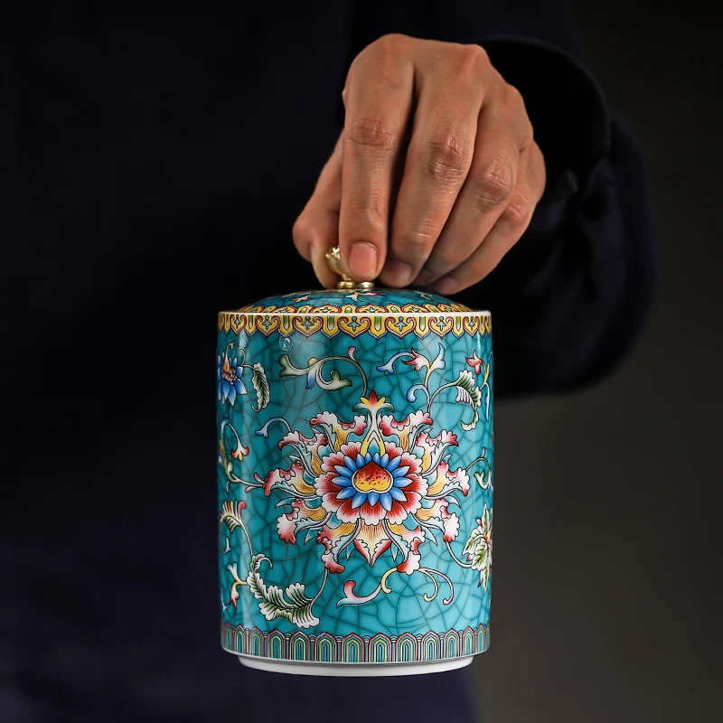 Цветная эмалированная герметичная чайная коробка керамическая китайская банка