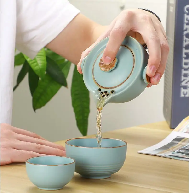 Японская керамика быстрая чашка один горшок две чашки+ контейнеры для чая+ дорожные сумки чашка портативный чайный набор для путешествия китайский чай церемония подарки